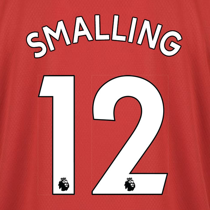 2019 2020 MANCHESTER UNITED SMALLING 12 WHITE HOME OFFICIAL PLAYER SIZE NAME SET