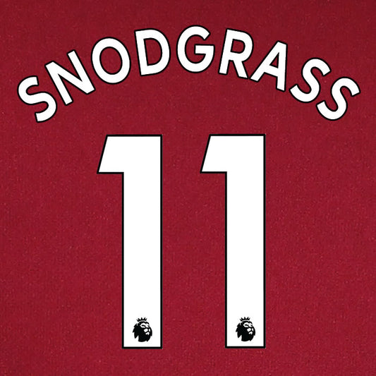 2019 2020 WEST HAM SNODGRASS 11 WHITE HOME OFFICIAL PLAYER SIZE NAME SET