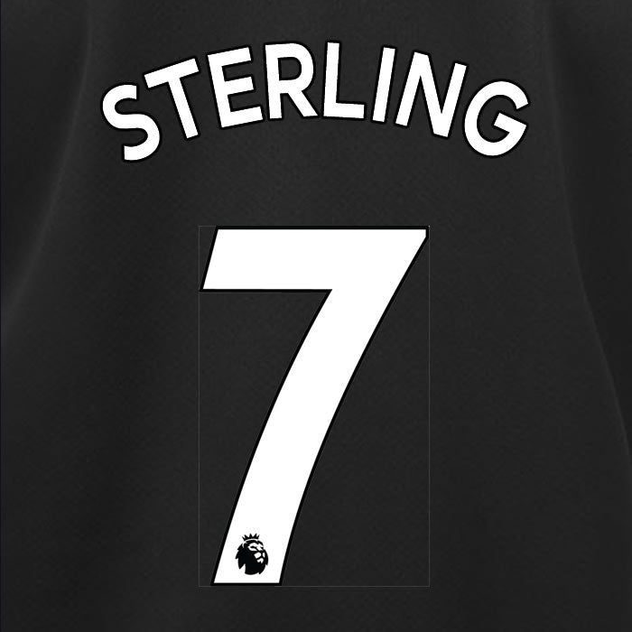 2019 2020 MANCHESTER CITY STERLING 7 WHITE AWAY OFFICIAL PLAYER SIZE NAME SET
