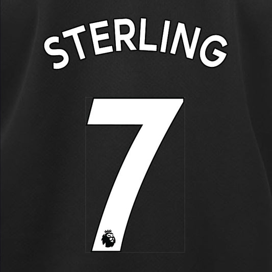 2019 2020 MANCHESTER CITY STERLING 7 WHITE AWAY OFFICIAL PLAYER SIZE NAME SET