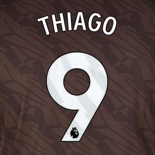 2025 2026 BRENTFORD THIAGO 9 WHITE AWAY PLAYER SIZE NAME SET