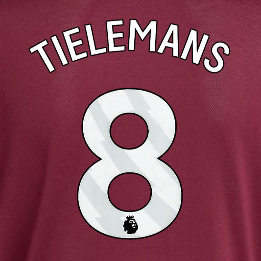 2025 2026 ASTON VILLA TIELEMANS 8 OFFICIAL WHITE HOME PLAYER SIZE NAMESET