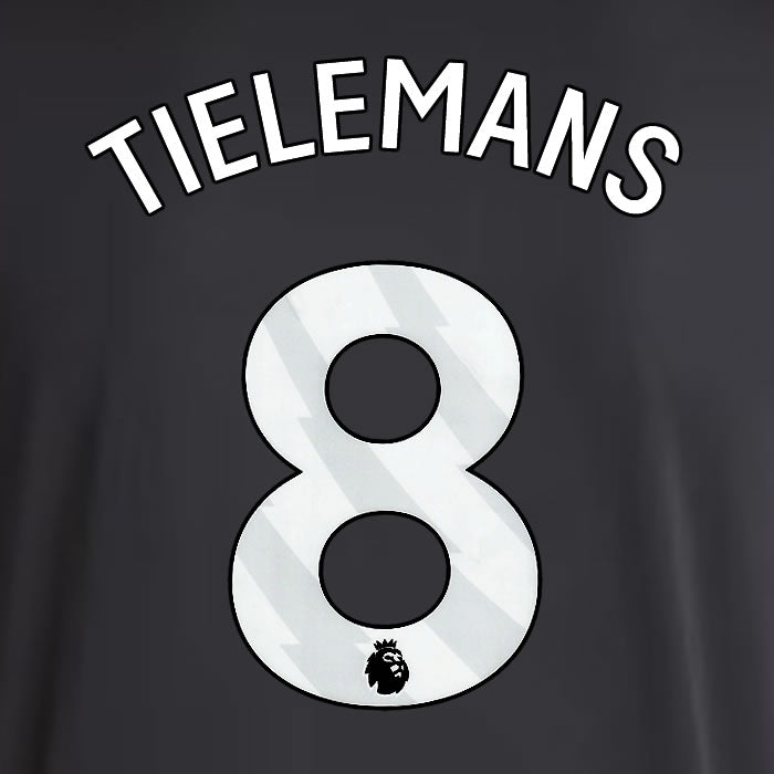 2025 2026 ASTON VILLA TIELEMANS 8 OFFICIAL WHITE AWAY PLAYER SIZE NAMESET