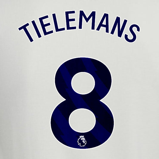 2025 2026 ASTON VILLA TIELEMANS 8 OFFICIAL BLUE 3RD PLAYER SIZE NAMESET