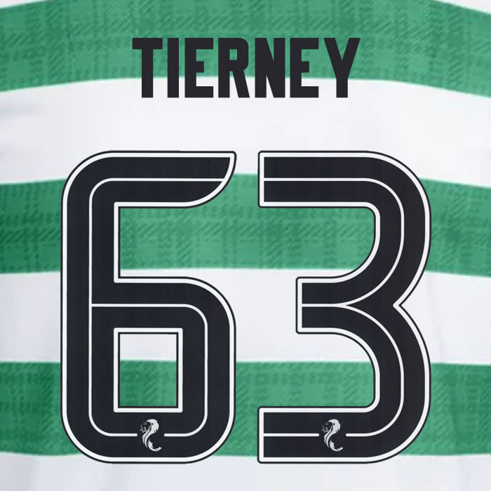 2025 2026 Celtic TIERNEY 63 WHITE HOME OFFICIAL PLAYER SIZE NAMESET