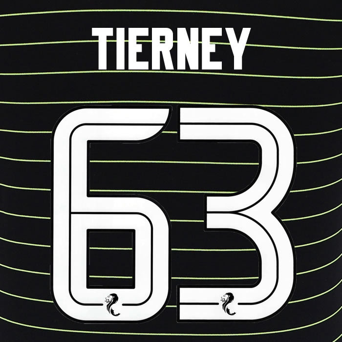 2025 2026 Celtic TIERNEY 63 WHITE AWAY OFFICIAL PLAYER SIZE NAMESET