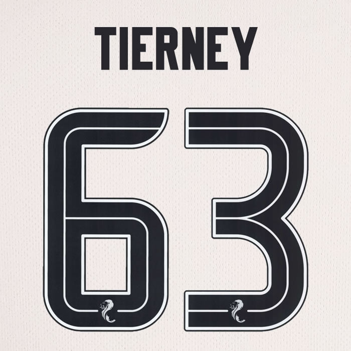 2025 2026 Celtic TIERNEY 63 WHITE 3RD OFFICIAL PLAYER SIZE NAMESET