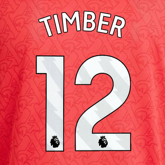 2025 2026 ARSENAL TIMBER 12 WHITE HOME OFFICIAL PLAYER SIZE NAMESET