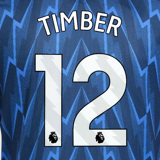 2025 2026 ARSENAL TIMBER 12 WHITE AWAY OFFICIAL PLAYER SIZE NAMESET
