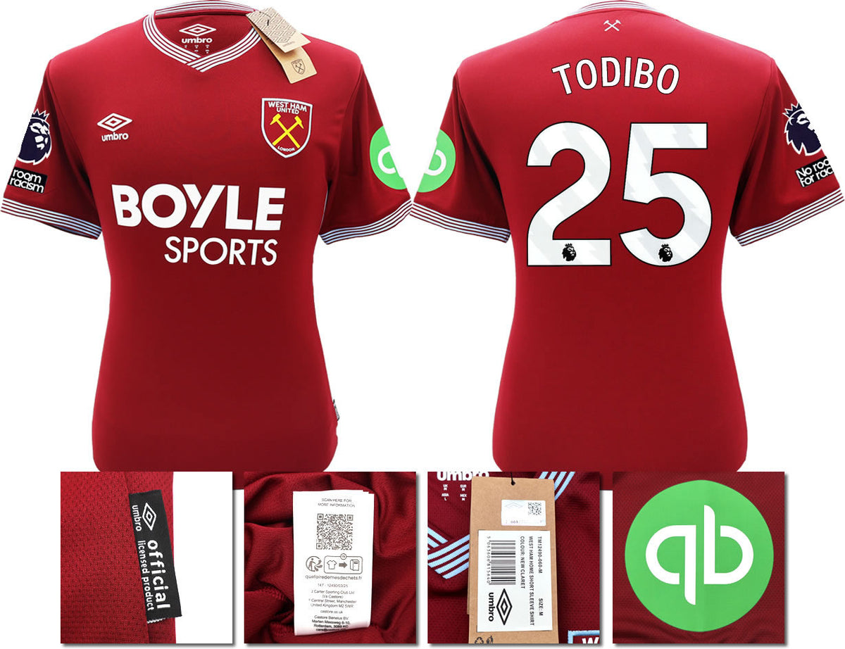 BNWT 2025 2026 WEST HAM HOME SHIRT TODIBO 25 MEN'S