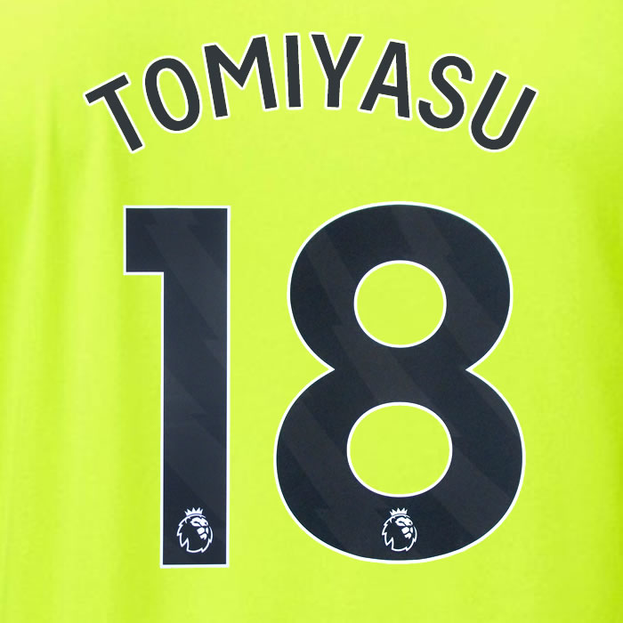 2023 2024 OFFICIAL ARSENAL TOMIYASU 18 AWAY PLAYER SIZE NAME SET