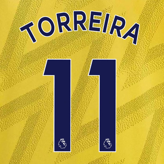 2019 2020 ARSENAL TORREIRA 11 WHITE AWAY OFFICIAL PLAYER SIZE NAME SET