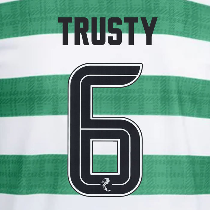 2025 2026 Celtic TRUSTY 6 WHITE HOME OFFICIAL PLAYER SIZE NAMESET
