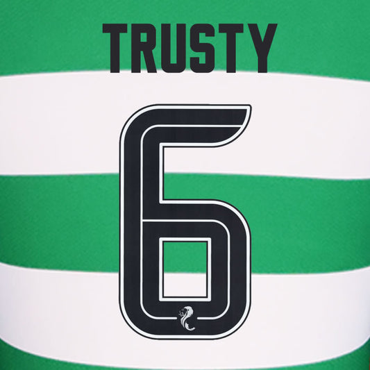 2024 2025 Celtic TRUSTY 6 WHITE HOME OFFICIAL PLAYER SIZE NAMESET