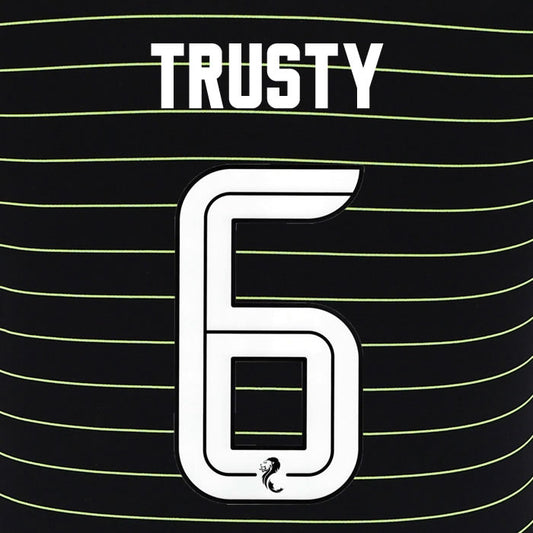 2025 2026 Celtic TRUSTY 6 WHITE AWAY OFFICIAL PLAYER SIZE NAMESET