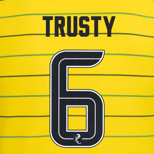 2024 2025 Celtic TRUSTY 6 WHITE AWAY OFFICIAL PLAYER SIZE NAMESET