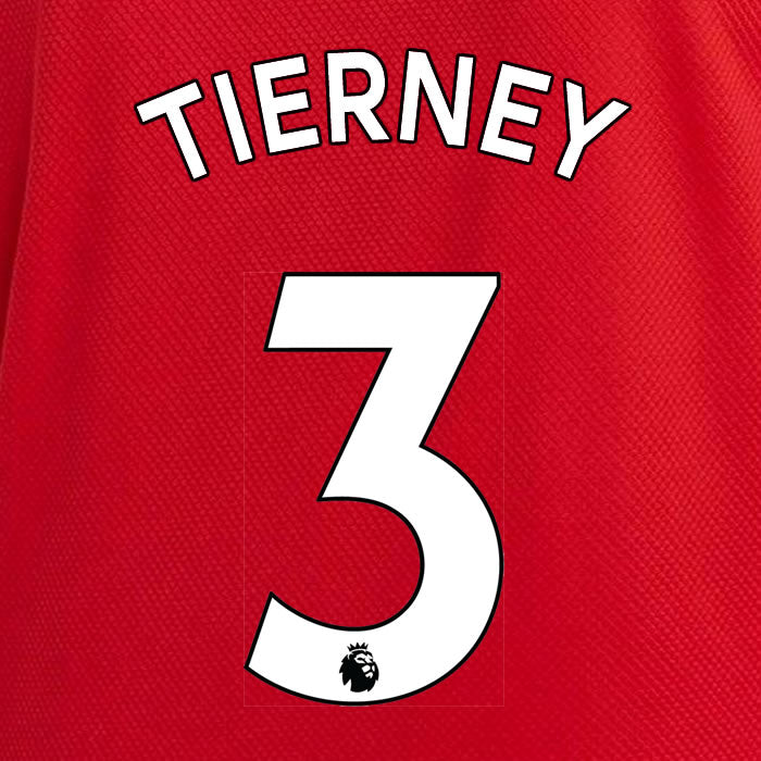 2019 2020 ARSENAL TIERNEY 3 WHITE HOME OFFICIAL PLAYER SIZE NAME SET