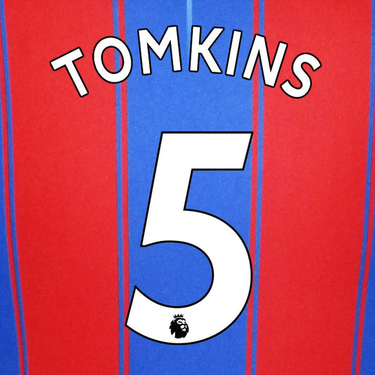 2019 2020 CRYSTAL PALACE TOMKINS 5 WHITE HOME OFFICIAL PLAYER SIZE NAME SET
