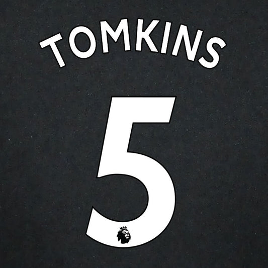 2019 2020 CRYSTAL PALACE TOMKINS 5 WHITE AWAY OFFICIAL PLAYER SIZE NAME SET