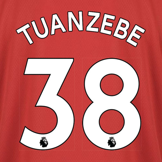 2019 2020 MANCHESTER UNITED TUANZEBE 38 WHITE HOME OFFICIAL PLAYER SIZE NAME SET