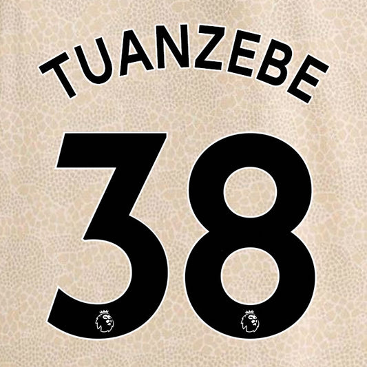 2019 2020 MANCHESTER UNITED TUANZEBE 38 WHITE AWAY OFFICIAL PLAYER SIZE NAME SET