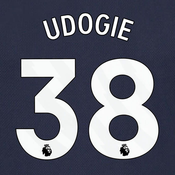 2023 2024 OFFICIAL TOTTENHAM HOTSPUR UDOGIE 38 AWAY PLAYER SIZE NAME SET