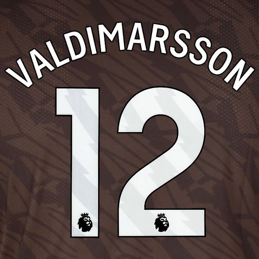 2025 2026 BRENTFORD VALDIMARSSON 12 WHITE AWAY PLAYER SIZE NAME SET