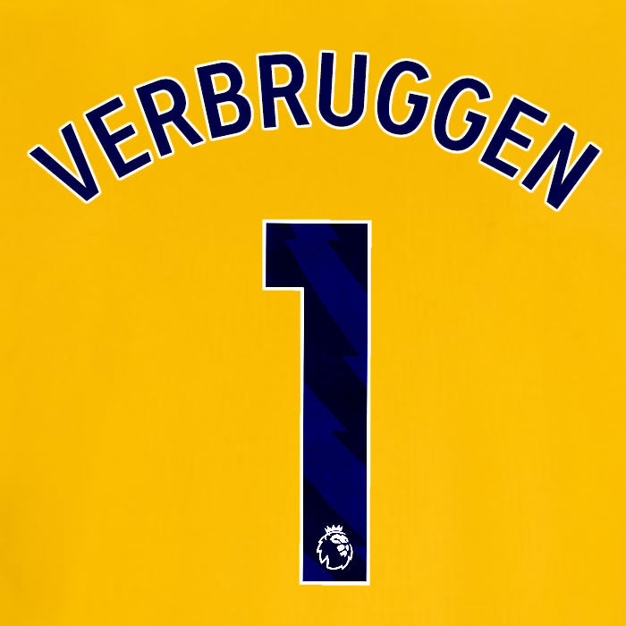 2025 2026 OFFICIAL BRIGHTON HOVE ALBION VERBRUGGEN 1 3RD PLAYER SIZE NAME SET