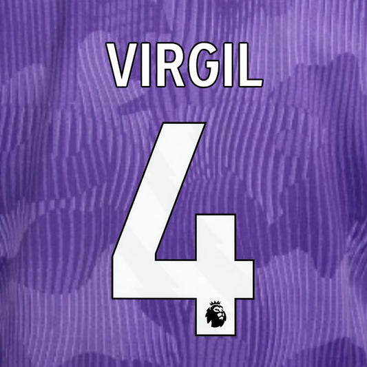 2023 2024 OFFICIAL LIVERPOOL VIRGIL 4 3RD PLAYER SIZE NAME SET