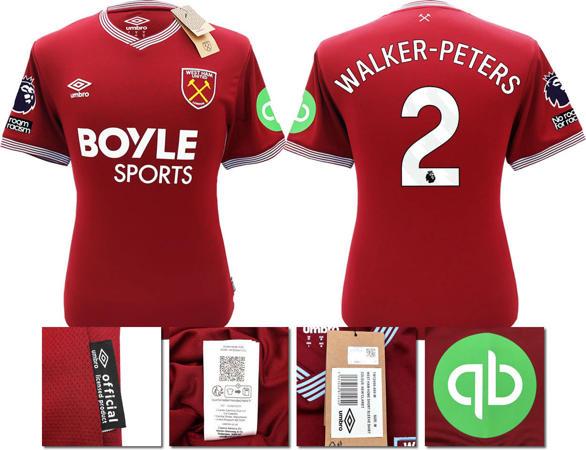 BNWT 2025 2026 WEST HAM HOME SHIRT WALKER-PETERS 2 MEN'S