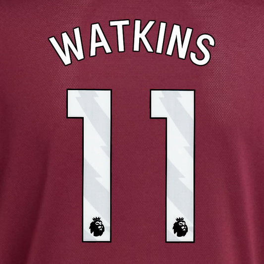 2025 2026 ASTON VILLA WATKINS 11 OFFICIAL WHITE HOME PLAYER SIZE NAMESET