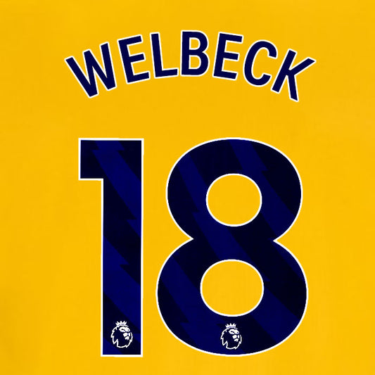 2025 2026 OFFICIAL BRIGHTON HOVE ALBION WELBECK 18 3RD PLAYER SIZE NAME SET