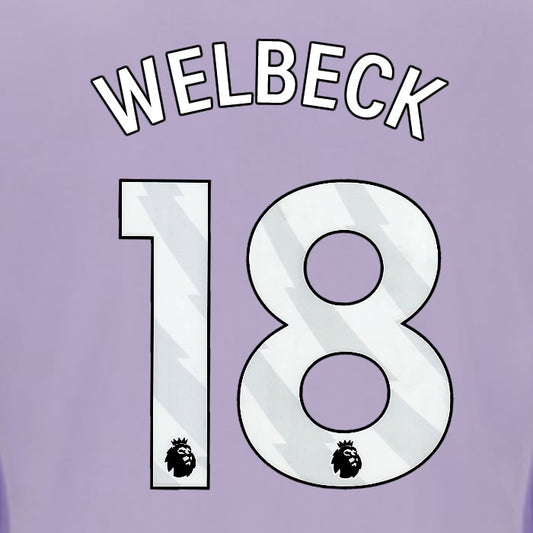 2025 2026 OFFICIAL BRIGHTON HOVE ALBION WELBECK 18 AWAY PLAYER SIZE NAME SET