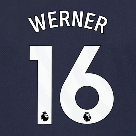 2023 2024 OFFICIAL TOTTENHAM HOTSPUR WERNER 16 AWAY PLAYER SIZE NAME SET