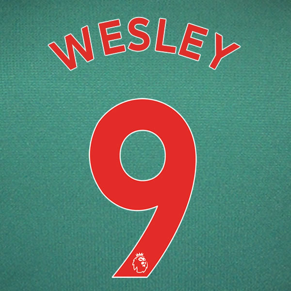 2019 2020 ASTON VILLA WESLEY 9 WHITE 3RD OFFICIAL PLAYER SIZE NAME SET