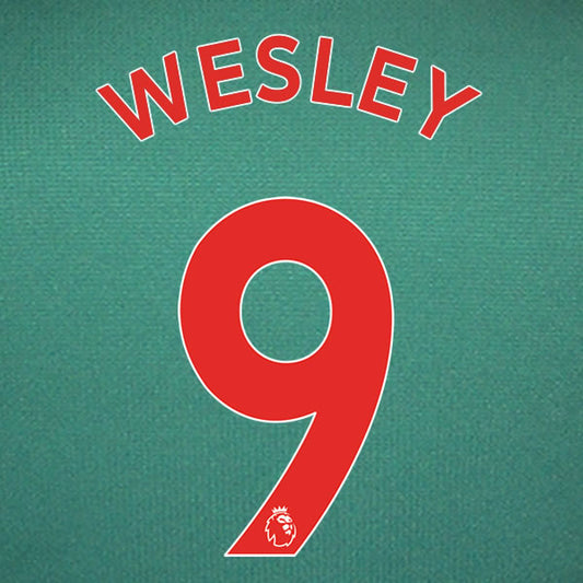 2019 2020 ASTON VILLA WESLEY 9 WHITE 3RD OFFICIAL PLAYER SIZE NAME SET