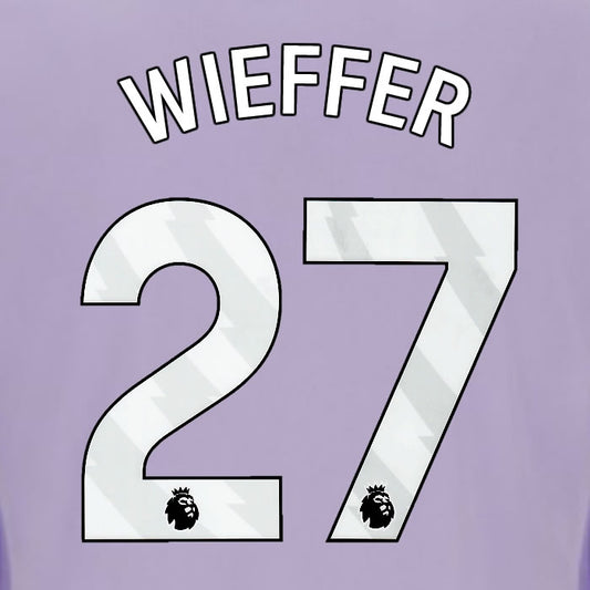 2025 2026 OFFICIAL BRIGHTON HOVE ALBION WIEFFER 27 AWAY PLAYER SIZE NAME SET
