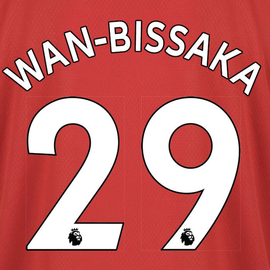 2019 2020 MANCHESTER UNITED WAN-BISSAKA 29 WHITE HOME OFFICIAL PLAYER SIZE NAME SET