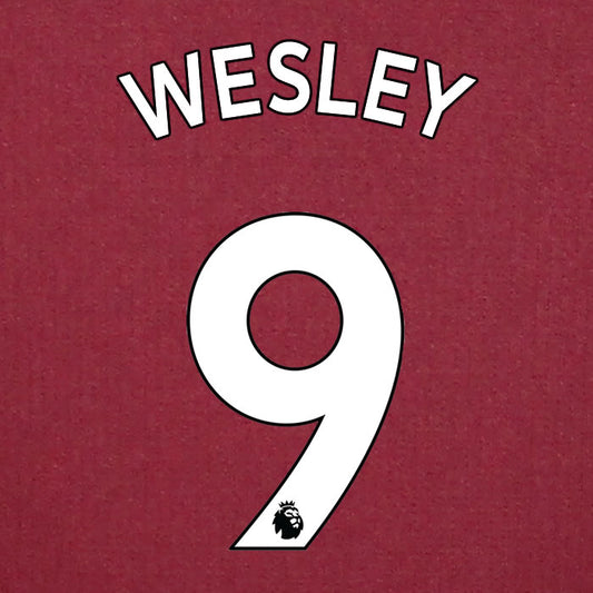 2019 2020 ASTON VILLA WESLEY 9 WHITE HOME OFFICIAL PLAYER SIZE NAME SET