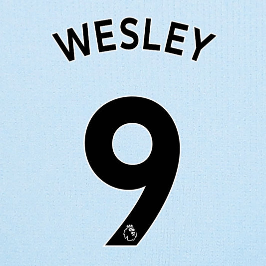 2019 2020 ASTON VILLA WESLEY 9 WHITE AWAY OFFICIAL PLAYER SIZE NAME SET