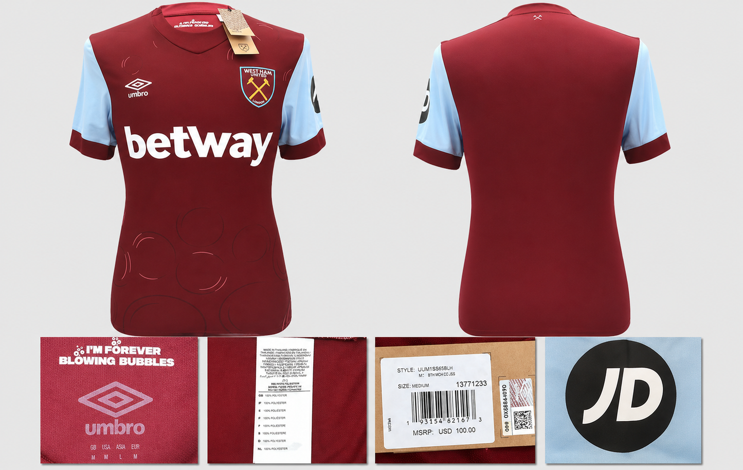 BNWT 2023 2024 UMBRO WEST HAM HOME SHIRT PHILLIPS 11 + PACTHES MEN'S