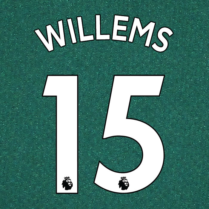 2019 2020 NEWCASTLE UNITED WILLEMS 15 WHITE AWAY OFFICIAL PLAYER SIZE NAME SET