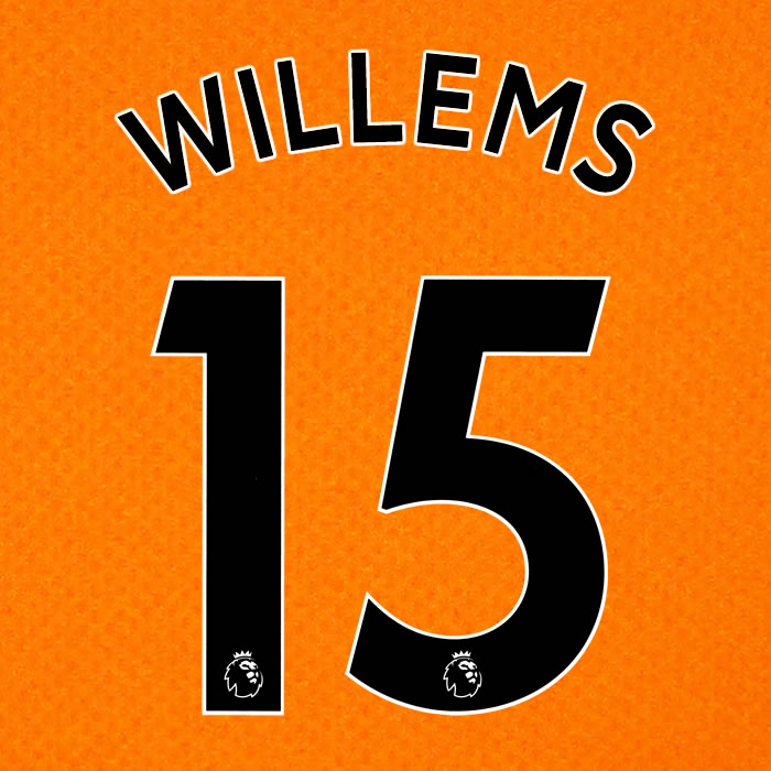 2019 2020 NEWCASTLE UNITED WILLEMS 15 WHITE 3RD OFFICIAL PLAYER SIZE NAME SET