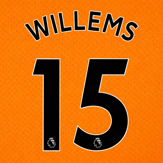 2019 2020 NEWCASTLE UNITED WILLEMS 15 WHITE 3RD OFFICIAL PLAYER SIZE NAME SET