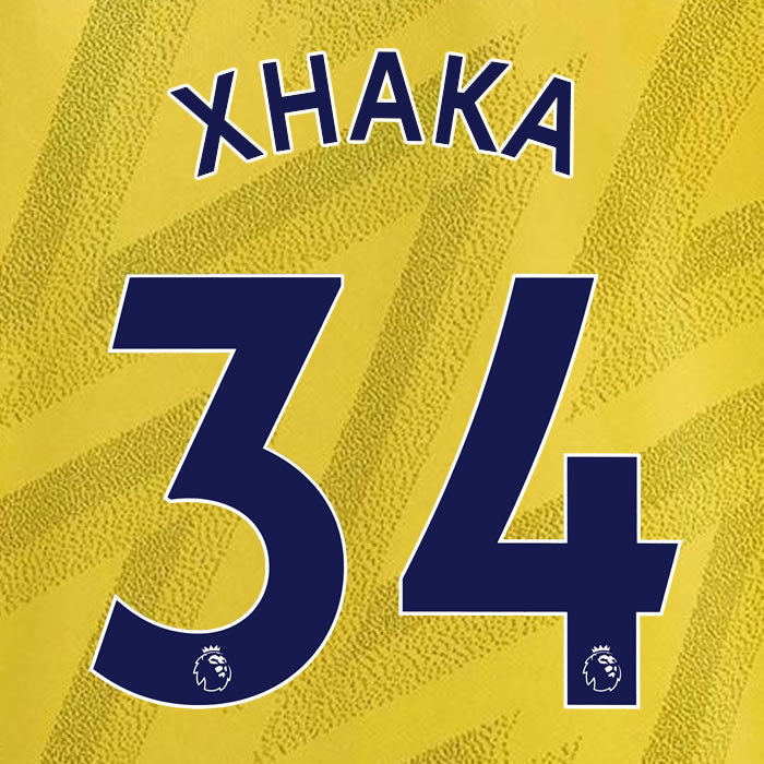 2019 2020 ARSENAL XHAKA 34 WHITE AWAY OFFICIAL PLAYER SIZE NAME SET