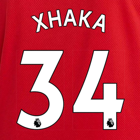 2019 2020 ARSENAL XHAKA 34 WHITE HOME OFFICIAL PLAYER SIZE NAME SET