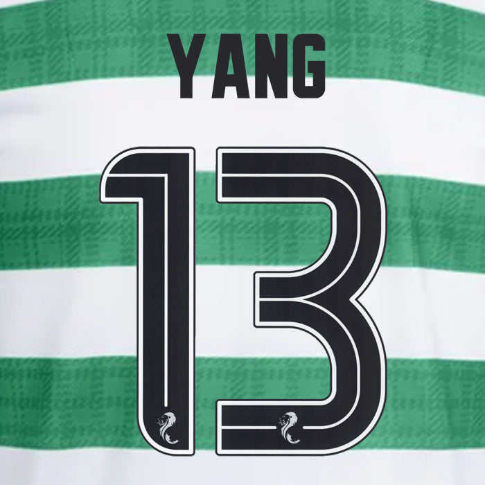 2025 2026 Celtic YANG 13 WHITE HOME OFFICIAL PLAYER SIZE NAMESET