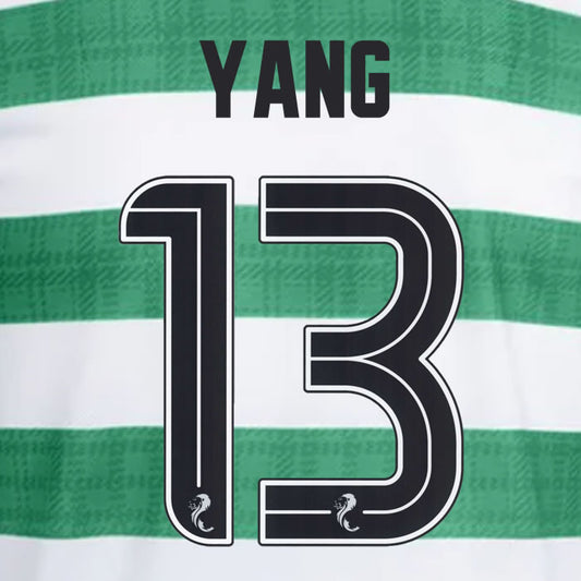 2025 2026 Celtic YANG 13 WHITE HOME OFFICIAL PLAYER SIZE NAMESET