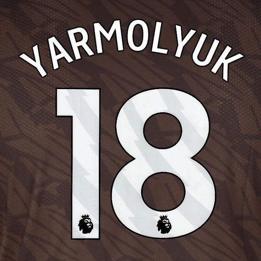 2025 2026 BRENTFORD YARMOLYUK 18 WHITE AWAY PLAYER SIZE NAME SET
