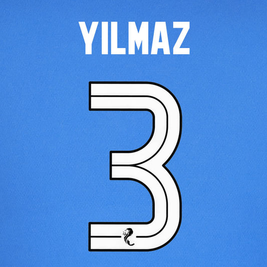 2024 2025 Rangers YILMAZ 3 WHITE HOME OFFICIAL PLAYER SIZE NAMESET
